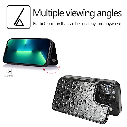 Image of uCOLOR Compatible with iPhone 13 Pro Max 6.7 inch Wallet Case with Card Holder Slot Folio Flip PU Leather Kickstand Double Magnetic Clasp and RFID Blocking Design Cover 13PM 6.7 Inch (Black Leopard)