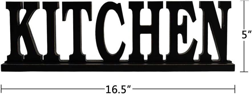 Rustic Wood Kitchen Sign Freestanding Wood Word Kitchen Decor Sign Decorative Cutout Letter for Shelf Decor