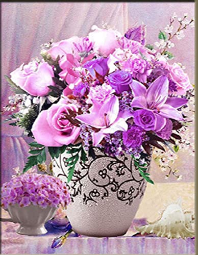 Peinture au diamant 5D pot de fleur kit complet broderie strass 30x40 cm