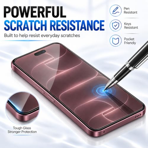 Image of FIRST MART Tempered Glass for iPhone 18 Pro, 9H 0.3 mm Full-Glue Screen Protector with Cable Protector, 3D Edge-to-Edge, HD Clear, Case-Friendly, Black, Pack of 1