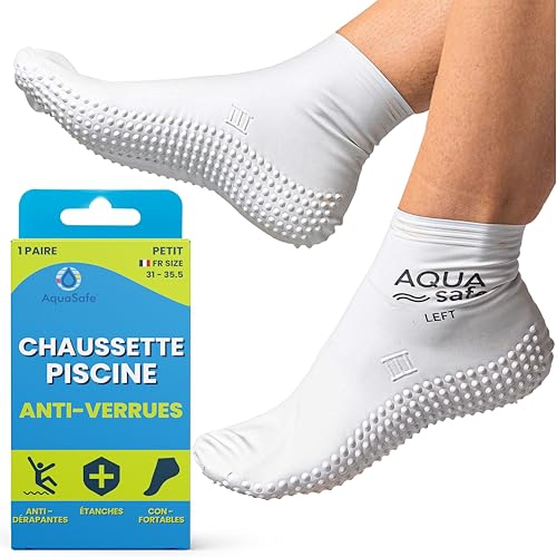 Aquasafe Chaussettes de Natation Imperméables en Latex - Antidérapantes pour Enfants - Hygiène et Sécurité de la Piscine