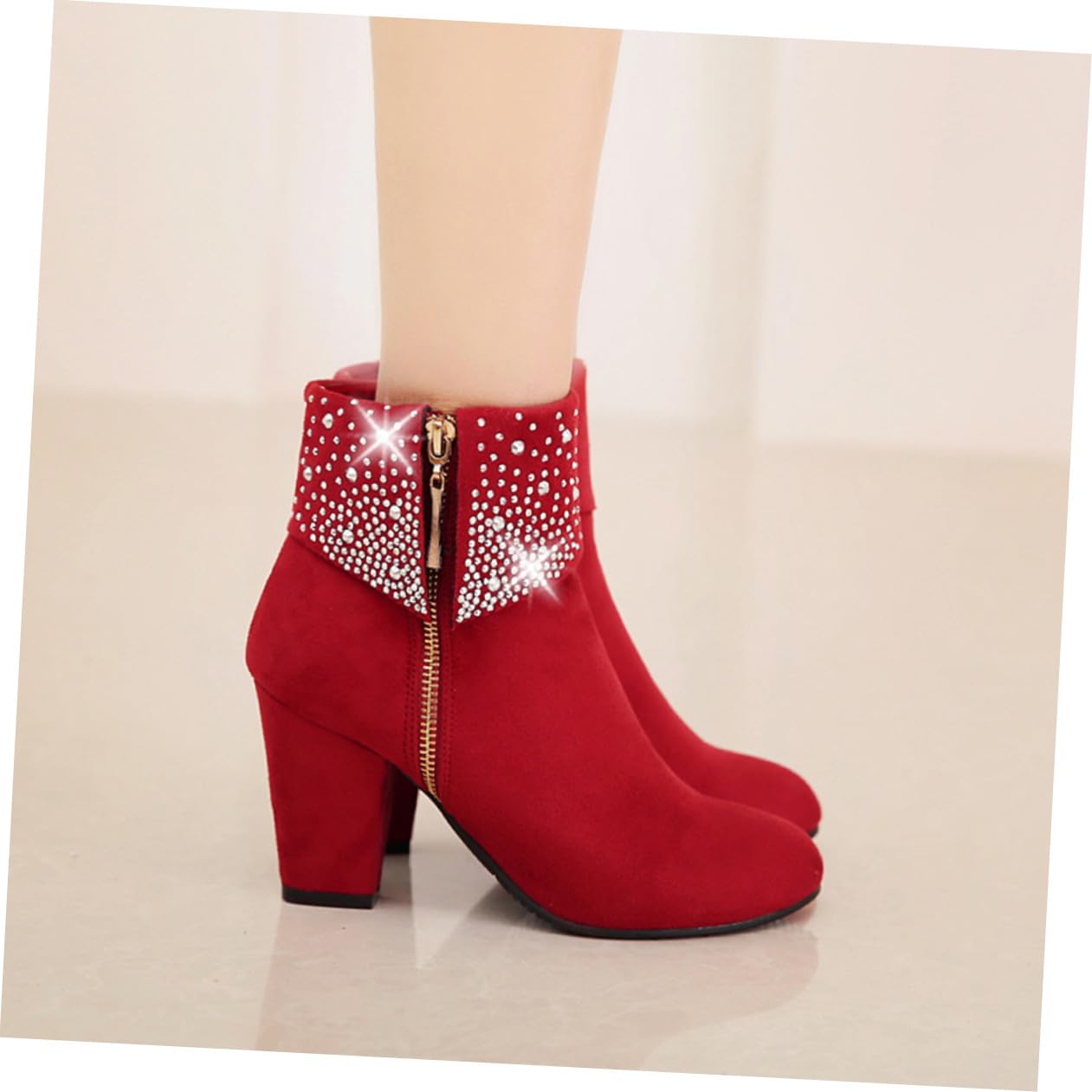 Stivaletti Autunno Inverno Con Strass Stivaletti Con Strass Tacchi Piattaforma Per Le Donne Scarpe Eleganti Per Donna Con Pompe Da Donna Rosso Materiale Superiore: Pu