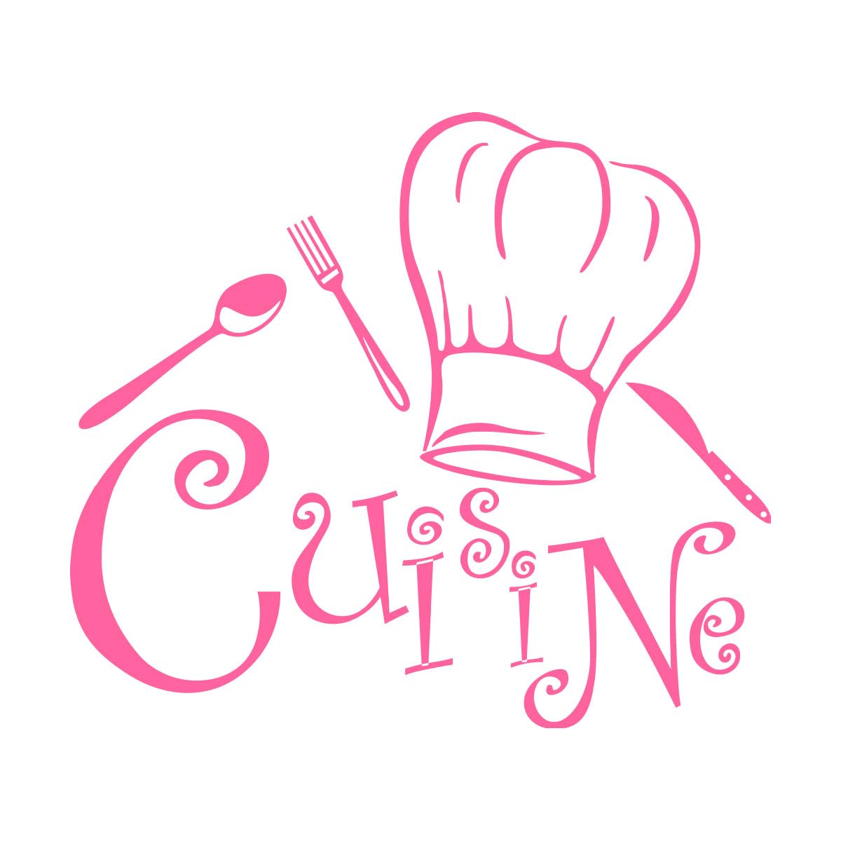 Cuisine Vinyl Wall Decals Chef Hat Pattern Wall Art Mural Kitchen Restaurant Decoration Scoop Fork Wall Sticker Small - 40x45cm