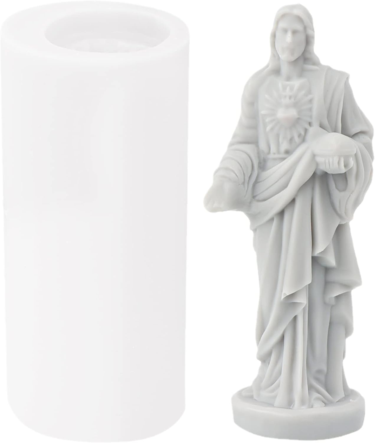 3D Virgin Mary Savior Jesus Sculpture Silicone Candle Molds, DIY Jesus Molds for Candle Making Resin Soap Casting Cake Chocolate, Large Stone Virgin Sculpture Molds for Home Decor (D)