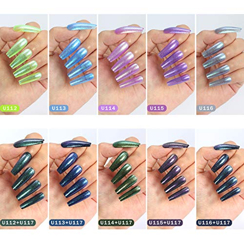 Umikk Gel Nagellack Set 5 Chamäleon Schimmerfarben und Schwarz 7,5 ml UV-LED-Heilung für Nagelkunst-Maniküre-Pediküre… – Bild 3