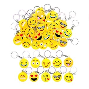JZK 50 x Emoji sleutelhanger emoticon sleutelhanger voor kinderen verjaardagsfeestje gunsten feestzak vullers…