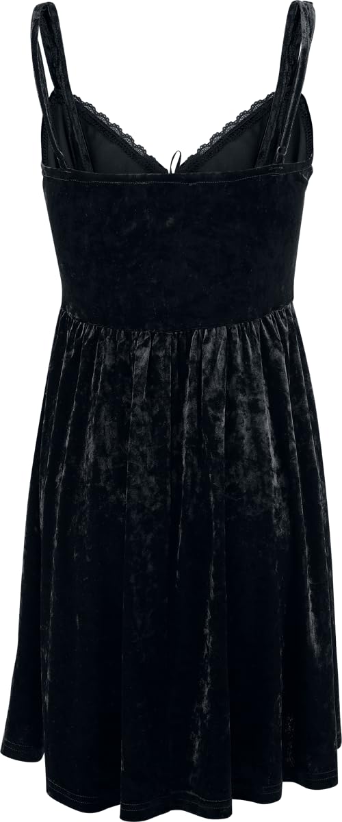Gothicana by EMP Mujer Vestido Corto Negro con Motivo Bordado en la Zona del Pecho.