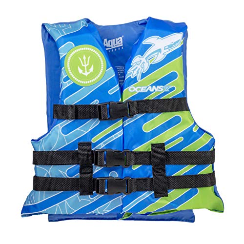 Oceans7 Us Coast Guard-Approved, Type Iii – Youth Life Jacket – Personal Flotation Device With With Comfortable Flex-Form-Fit Open-Sided Design – Blue/White #TOP4