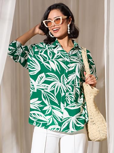 Image of barcino Fuchsia Tropical Floral Oversized Shirt