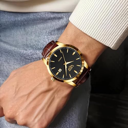 Image of LIGE Fashion Mans Wristwatch Date Luminous Dress Watch for Man Stylish Waterproof Quartz Wrist Watch Stylish Leather Watches for Men