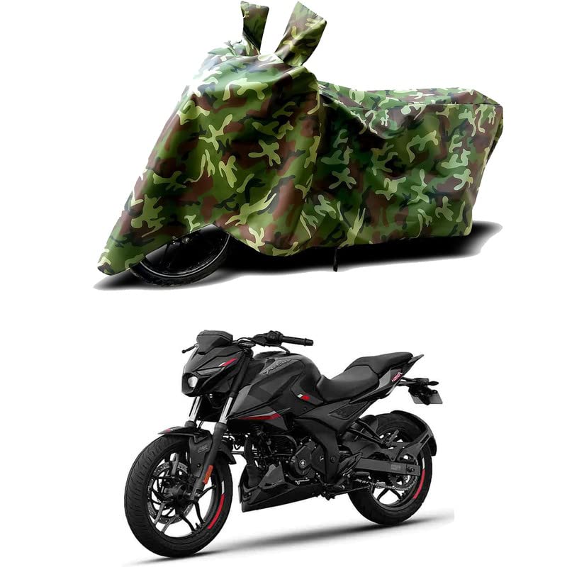 Image of 100% Water Resistant Bike Scooty Two Wheeler Body Cover Compatible for Bajaj Pulsar F250 ABS /UV-Rays /Heat Protection /Birds Dropping /Scratchproof /Dust Proof /Waterproof /All Varient[Green MJ]