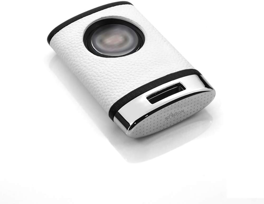 Ontto Key Fob Case Cover ABS Plastic and Leather Key Protector Holder Jacket Fits Cadillac CTS XTS ATS SLS SRX C7 Corvette (White)
