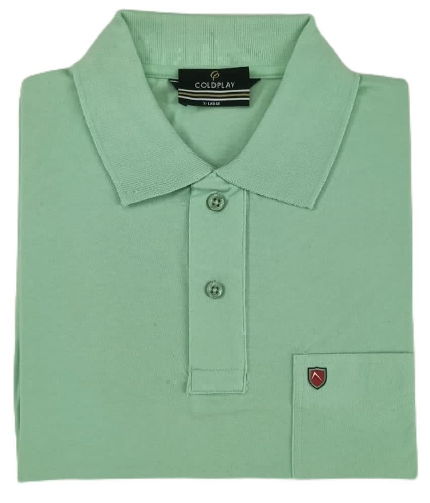 Image of COLDPLAY Men's Cotton Blend Solid Polo T-Shirt | Men's Half Sleeve Polo T-Shirt