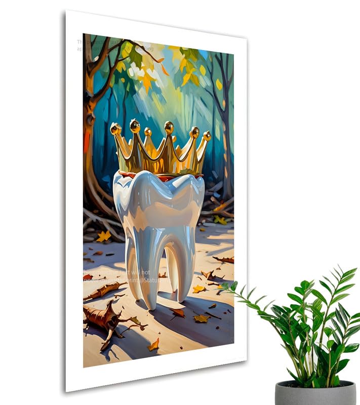 Tooth Crown art painting at nature Dentist StatusRing Dental Clinic Poster without frame-image-37