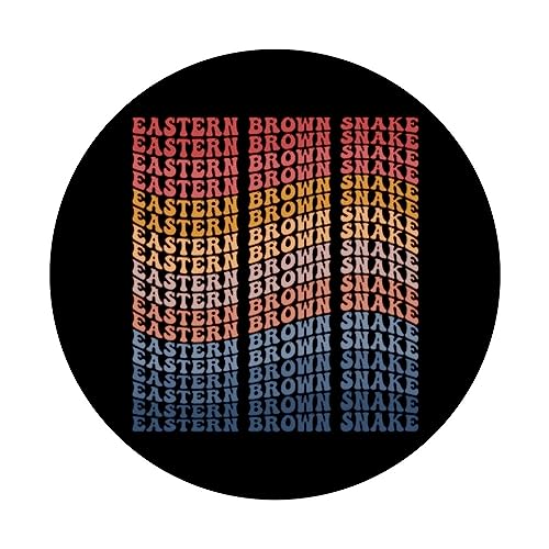 Eastern Brown Snake Groovy Retro PopSockets Swappable PopGrip, Black - Image 3