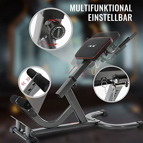ISE Verstelbare Romeinse stoel, multifunctionele Romeinse stoel, rugtrainer, opvouwbare hyperextension-bank, in hoogte verstelbaar, inklapbaar fitnessapparaat voor thuis - Afbeelding 3