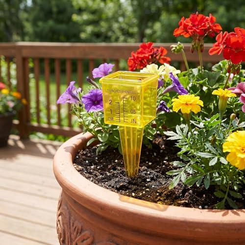 Image of Housoutil 1.5 inch Rain Gauge Sprinkler Outdoor, 4PCS Rain Lawn Water Gauge with Wide Mouth & Ground Stake, Measuring Cup for Accurate Rainfall Monitoring, Precision Measuring Cups for Garden Yard Grass