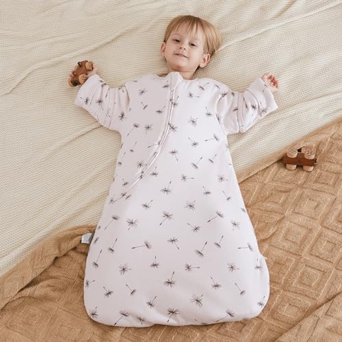 Image of HOUSBAY Baby Sleep Bag Wearable Blanket Sleep Sack with Detachable Sleeves 2.5tog Unisex Baby Sleeping Sack With 2-Way Zipper