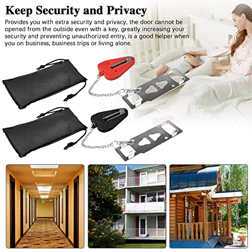 QUCUMER 2 Stück Tragbares Türschloss Temporäres Sicherheit Sicherheitsschloss Reiseschloss Türfensterschloss Sicherheits Türkette Datenschutzschloss mit Aufbewahrungstasche für Hotelschule Bad