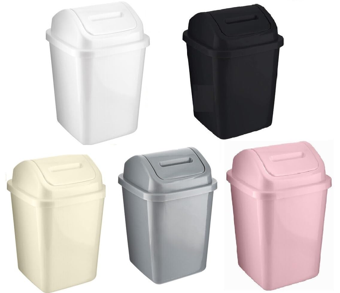 Swing Top Plastic Bin – 5L Mini Waste Bucket with Flip Lid – Durable & Compact Dustbin for Home, Bathroom, Kitchen – Random Color