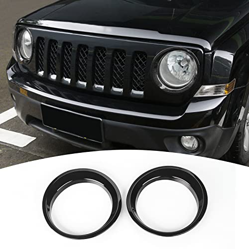 JeCar Front Headlight Bezels Cover Trim for Jeep Patriot 2011-2016