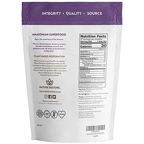 Nature Restore Wild Harvested Acai Berry Powder, 8 Ounces, Non GMO, Gluten Free, Brazilian Wild Grown - Thumbnail 2