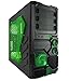 Apevia X-SNIPER2-GN ATX Mid Tower Gaming Case with Large Green Side Window, 1 x 120mm Green LED Fan, Front USB3.0/Audio Ports, up to 8 x Cooling Fan Space - Green