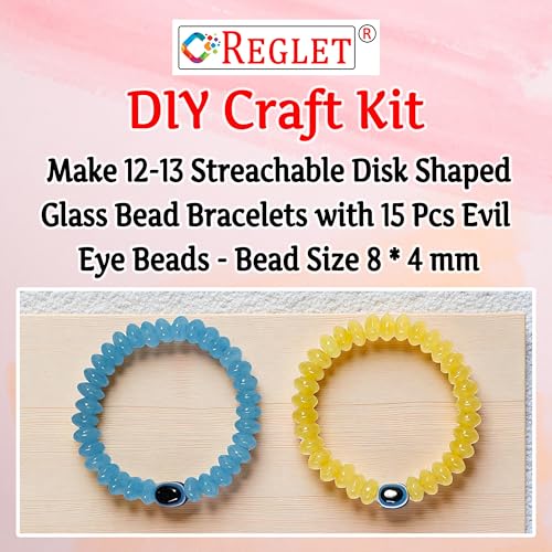 Image of 15 Pcs Evil Eye Beads + 480 Pcs Disk Shaped Glass Beads for Jewellery Making Kit - Glass Beads for Bracelet Making Kit - Bead Craft - 8 * 4mm