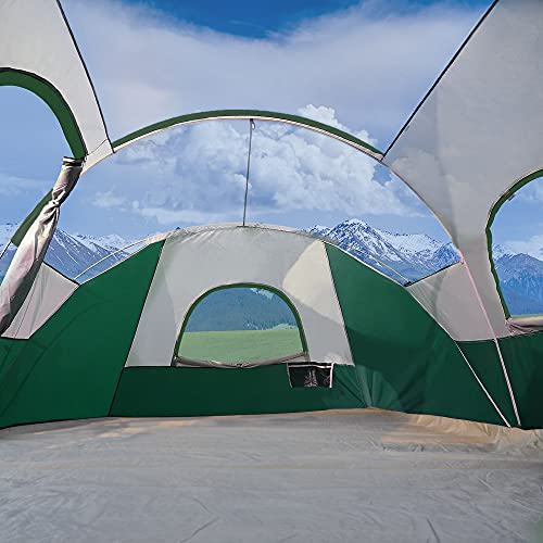 Campros Cp Tent-9-Person-Camping-Tents, Waterproof Windproof Family Tent With Top Rainfly, 3 Large Mesh Windows, Double Layer, Easy Set Up, Portable With Carry Bag - Dark Green #TOP3