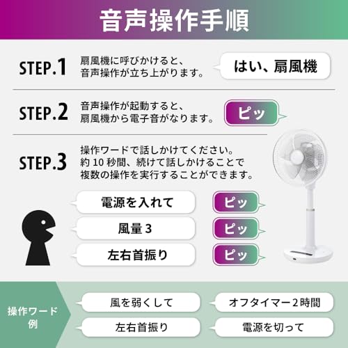 スリーアップ(Three Up) 音声操作 DCリビングファン ホワイト LF-AZ0723WH の商品画像 4
