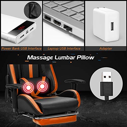 Goplus-Gaming-Chair-Massage-Office-Chair-Computer-Gaming-Racing-Chair-High-Back-PU-Leather-Adjustable-Ergonomic-Reclining-PC-Game-Chair-Rolling-Swivel-Executive-Chair-with-Footrest-Orange Goplus Gaming Chair Massage Office Chair Computer Gaming Racing Chair High Back PU Leather Adjustable Ergonomic Reclining PC Game Chair Rolling Swivel Executive Chair with Footrest Orange