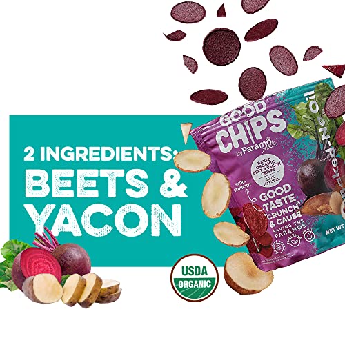 Baked Organic Beets And Yacon Chips By Good Chips! 100% Natural, Oil Free, Only Two Ingredients: Organic Beets And Yacon Root. Andean Superfood 0.7 Oz Bags, Pack Of 12 #TOP3