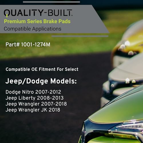 Image of QUALITY-BUILT Rear Semi-Metallic Brake Pads, Premium 1001-1274M, Compatible with 2007-2018 Dodge /Jeep (Liberty,Nitro,Wrangler,Wrangler JK)