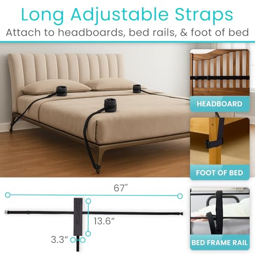 Vive Medical Bed Restraints for Wrists & Ankles (4 Pack) - Ultra Comfortable, Easy-Clean Leg & Hand Restraints for Adults, Dementia Patients - Padded Safety Device for Headboard, Frame, Foot of Bed