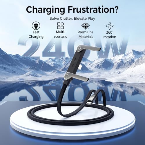 Câble de charge 2 en 1 avec support invisible et connecteur pliable