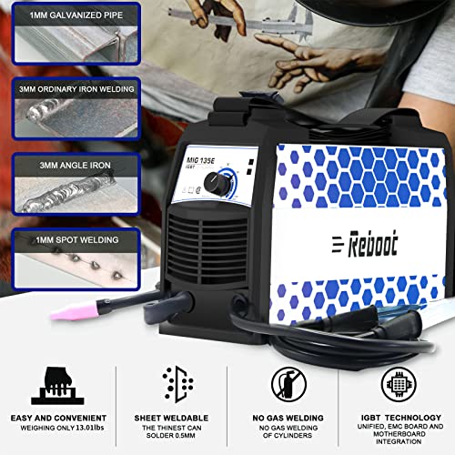 Mig Welder Machine Flux Core Gasless Welding 135A 110V Wire Automatic Feed Welding Portable No Gas Diy Home Mini Welder Small With Igbt Inverter #TOP6