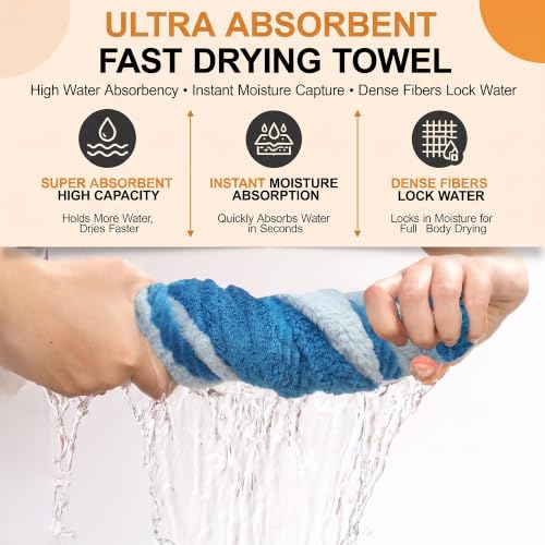 Image of Story@Home 500 GSM Microfiber Hand Towel Set of 4 | Super Soft Color Blocked Face Towel | 60 x 40 cm | Blue & Light Grey | Sensitive Skin Friendly Face Towels for Gym, Travel, Sports, Bathroom