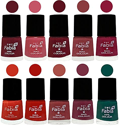 Image of SMC Fabia ALL IN ONE (PACK OF 10), Long Lasting Glossy Nail Polish, 6 ml Each, All Vibrant Colours,02437