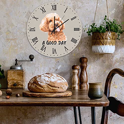Horloge murale décorative sans tic-tac au design caniche rétro chic - 5