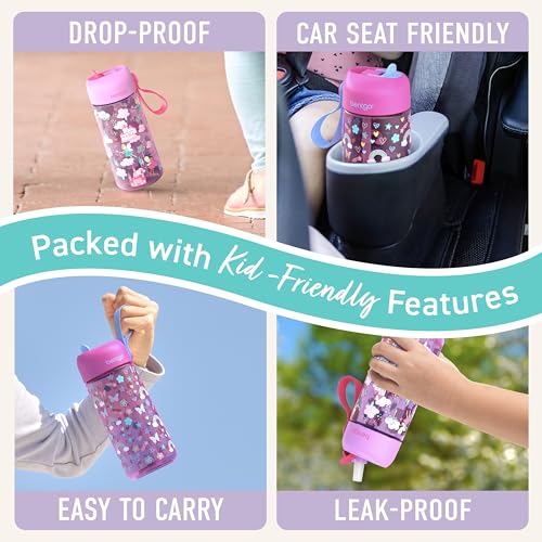 image for Bentgo Kids Water Bottle 2-Pack - Leak-Proof, Durable Tritan, BPA-Free