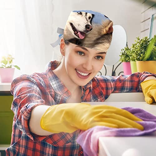 Chapeaux bouffants de cuisine et soin JDEZ casquettes de travail imprimé chien husky