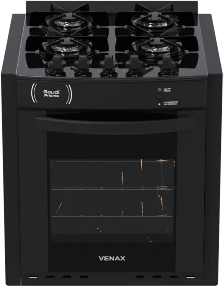 Fogao A Gas De Embutir Gaudi Prisma Vitreo Bl 4q Preto Gas Glp