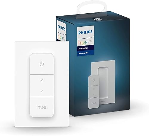 Philips Hue Smart Wireless Dimmer Switch V2 (Installation-Free, Exclusive Philips Hue Lights) for Indoor Home Lighting, Livingroom, Bedroom