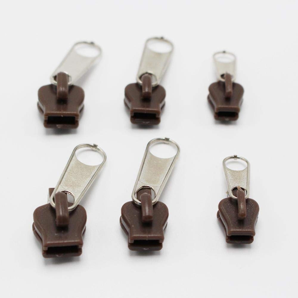 Plastic Zipper 6 PCS/Bag Universal Instant Fix, Repair Kit Replacement Zip, Slider Teeth Zippers for Sewing Clothes, for(Khaki 6pcs)