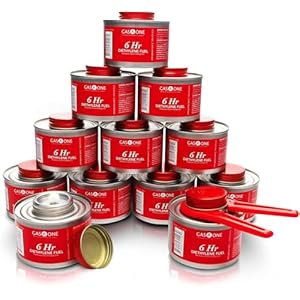 Gas One 12 Pack 6 Hour Chafing Fuel – Food Warmer for Chafing Dish Buffet Set – Reusable Liquid Safe Fuel With Wick & Lid Opener