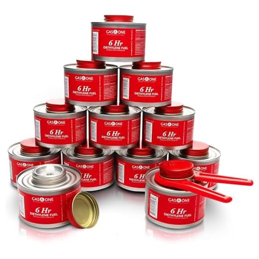 Gas One 12 Pack 6 Hour Chafing Fuel - Food Warmer for Chafing Dish Buffet Set - Reusable Liquid Safe Fuel With Wick & Lid Opener