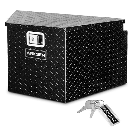 ARKSEN 33 Inch Heavy Duty Diamond Plate Aluminum Trailer Tongue Box Pickup Truck Tool Box Storage Organizer with Weather Resistant Seal, Lock & Keys -