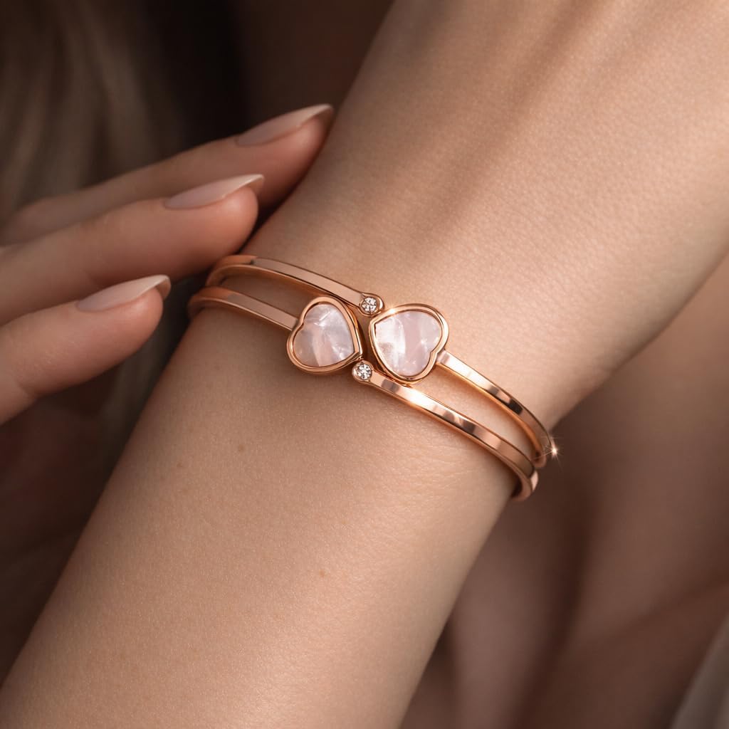 Rose Gold Cuff bracelet for Women, Waterproof Stainless Steel Bangle, 18K Gold Plated Tarnish-Proof Bracelet, Jewelry Gift