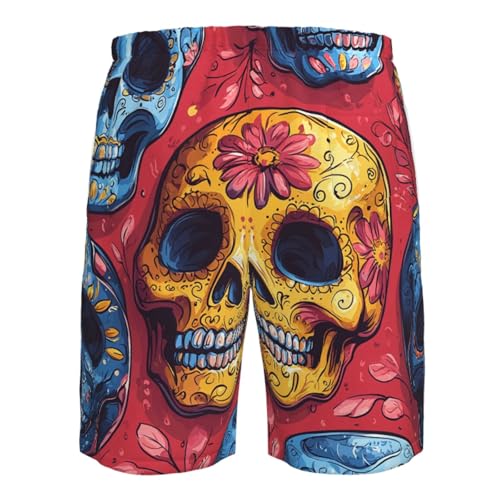 Men's Swim Trunks Beach Board Shorts Swimwear Bathing Suits - Cartoon Skulls Patterns Retro4