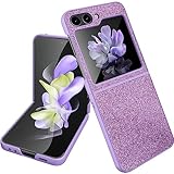 NINKI Compatible Sparkly Case for Samsung Galaxy Z Flip 5 5G Case with Screen Protector,Bling Rhinestone Diamond Phone Case Samsung Z Flip 5,Slim Case for Samsung Galaxy Flip 5 Case Women Girls Purple